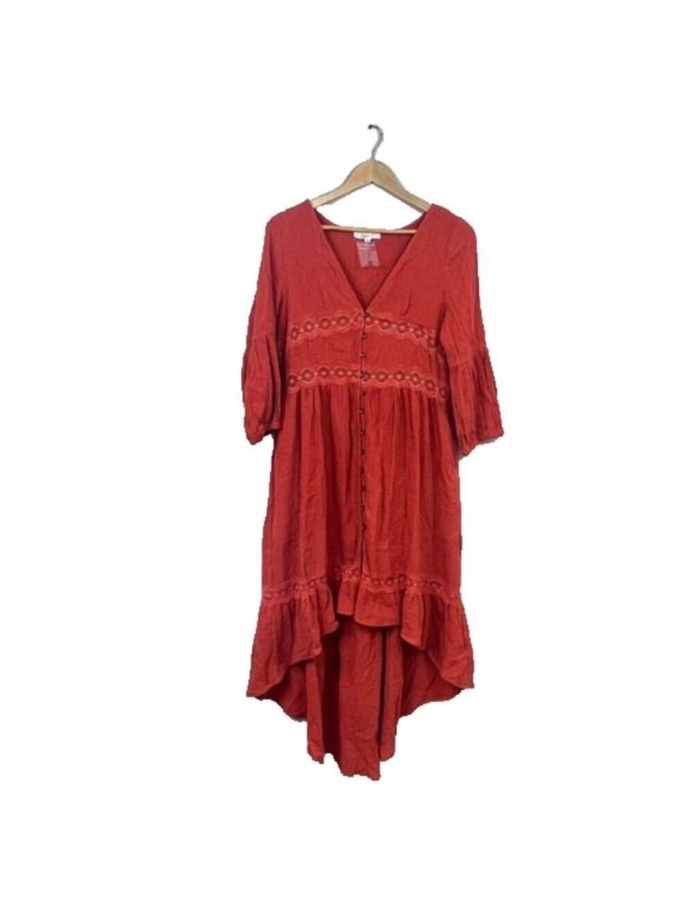 Magnolia Bouquet Maxi Dress Embroidery Hi Low S Boho CottageCore Western Peasant